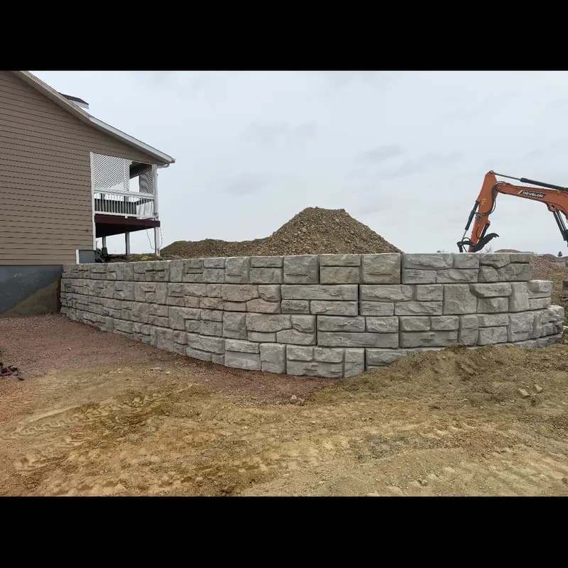 Completed erosion control block retaining wall by ATK Landscaping in Rapid City, SD